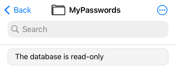 Screenshot: The database is read-only