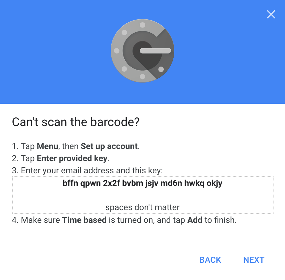 Screenshot: Can't scan the barcode?