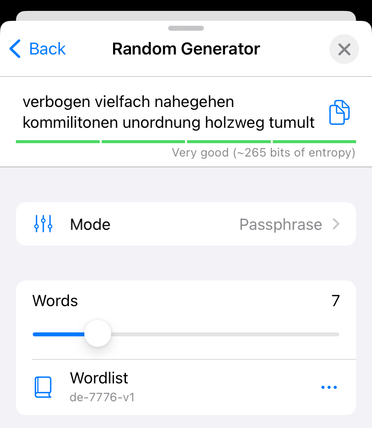 Passphrase generator with a German wordlist