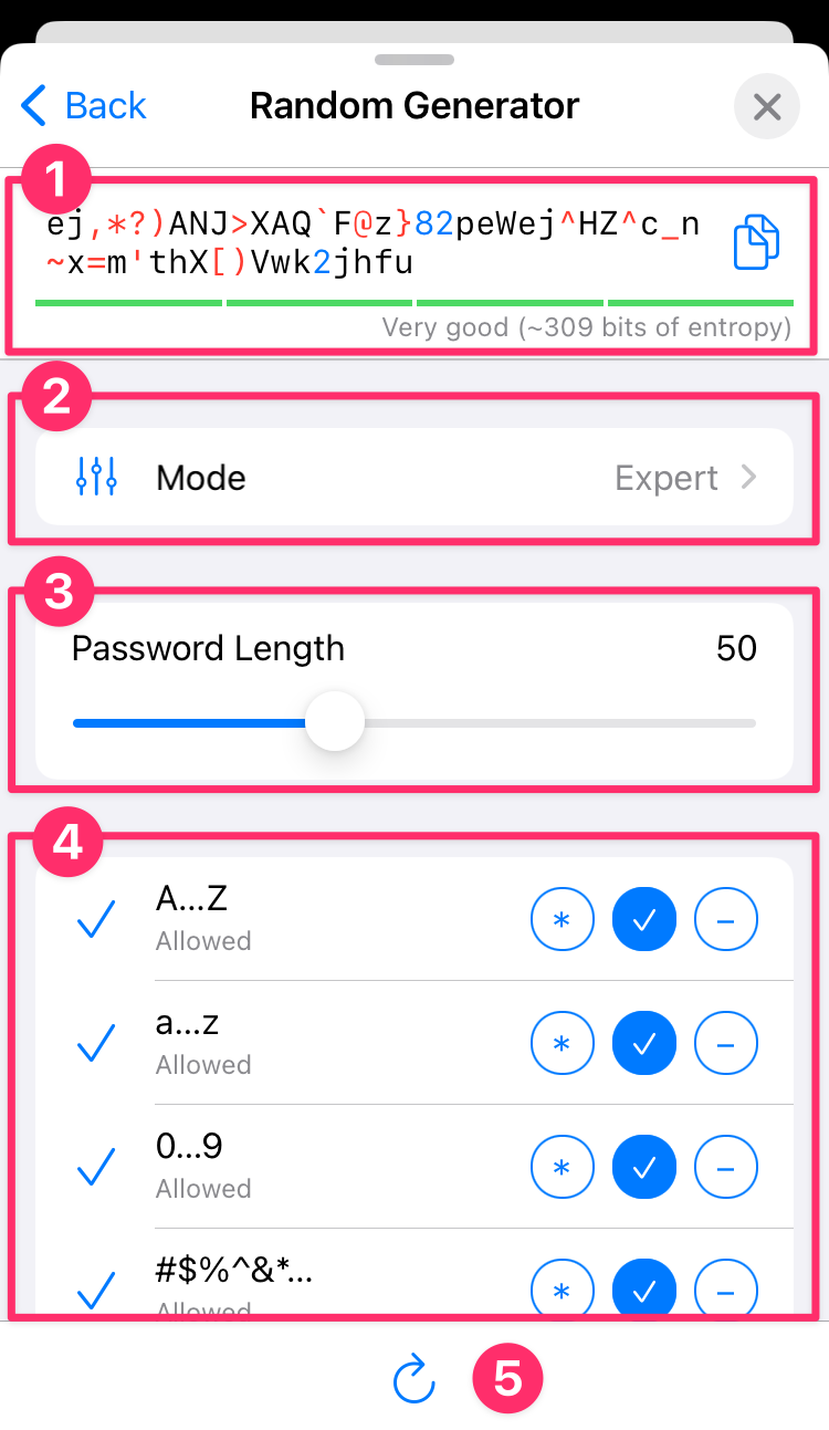 Password generator layout